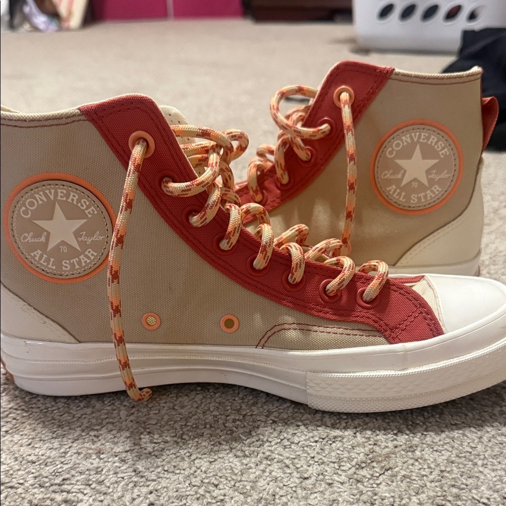 Converse High-Tops in Red and Cream